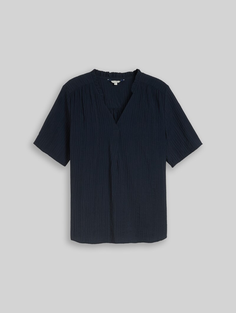 Tom Tailor Plus Size - Crinkle Bluse mit V-Ausschnitt - Sky Captain Blue