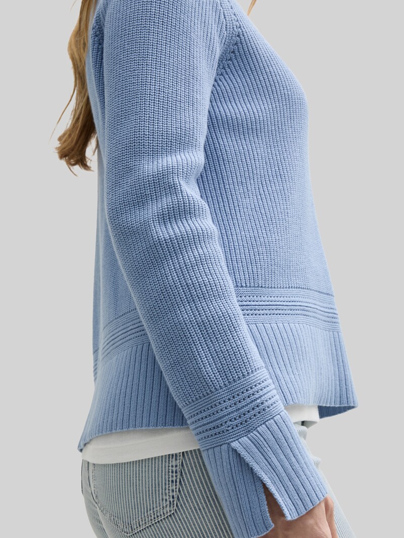 Tom Tailor Strickpullover mit Schlitz-Details - Flawless Blue
