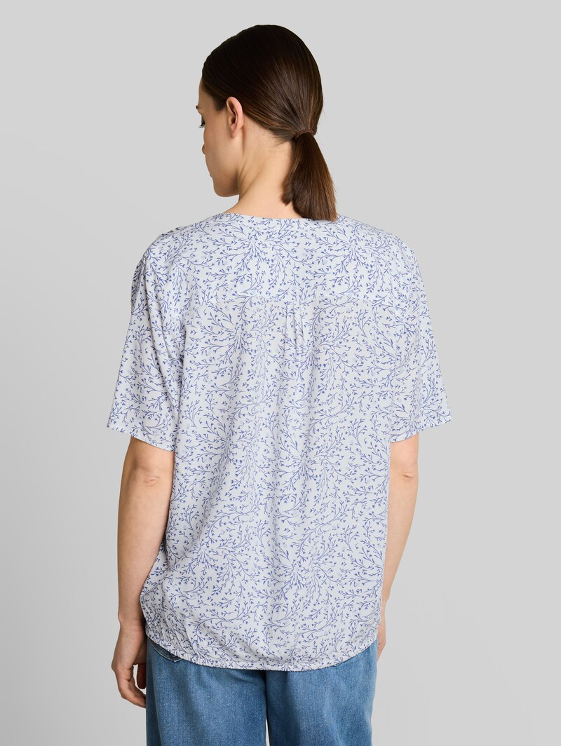 Tom Tailor Bluse mit Muster - White Small Leaves Design