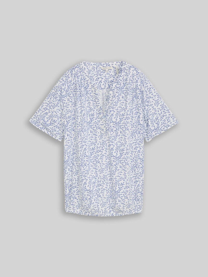 Tom Tailor Bluse mit Muster - White Small Leaves Design