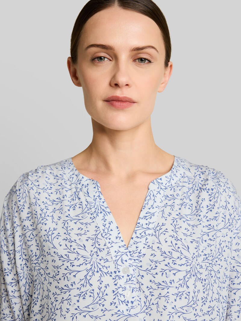 Tom Tailor Bluse mit Muster - White Small Leaves Design