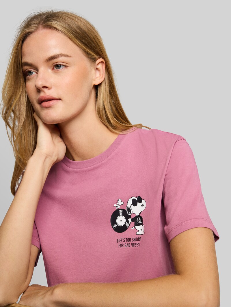Tom Tailor Boxy Fit T-Shirt mit Snoopy-Print - Dusty Berry