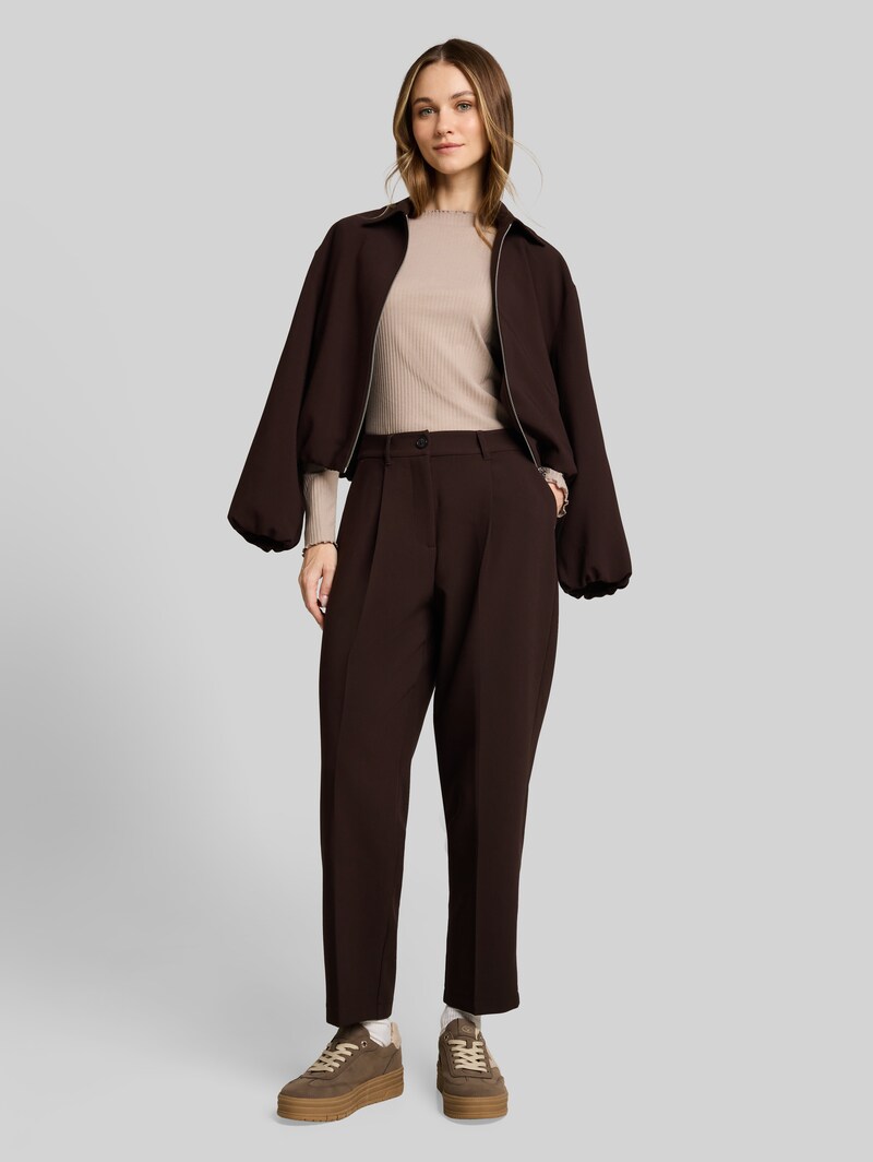 Tom Tailor Langarmshirt mit Rippstruktur - Atmosphere Beige Melange