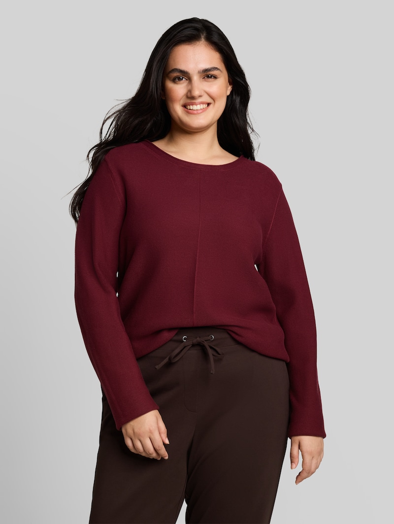 Tom Tailor Plus Size - Strickpullover aus Baumwolle - Preppy Plum Tom Tailor Plus Size - Strickpullover aus Baumwolle - Preppy Plum