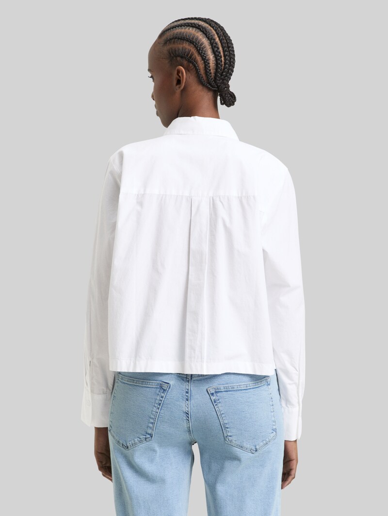 Tom Tailor Boxy Fit Hemdbluse aus Baumwolle - White
