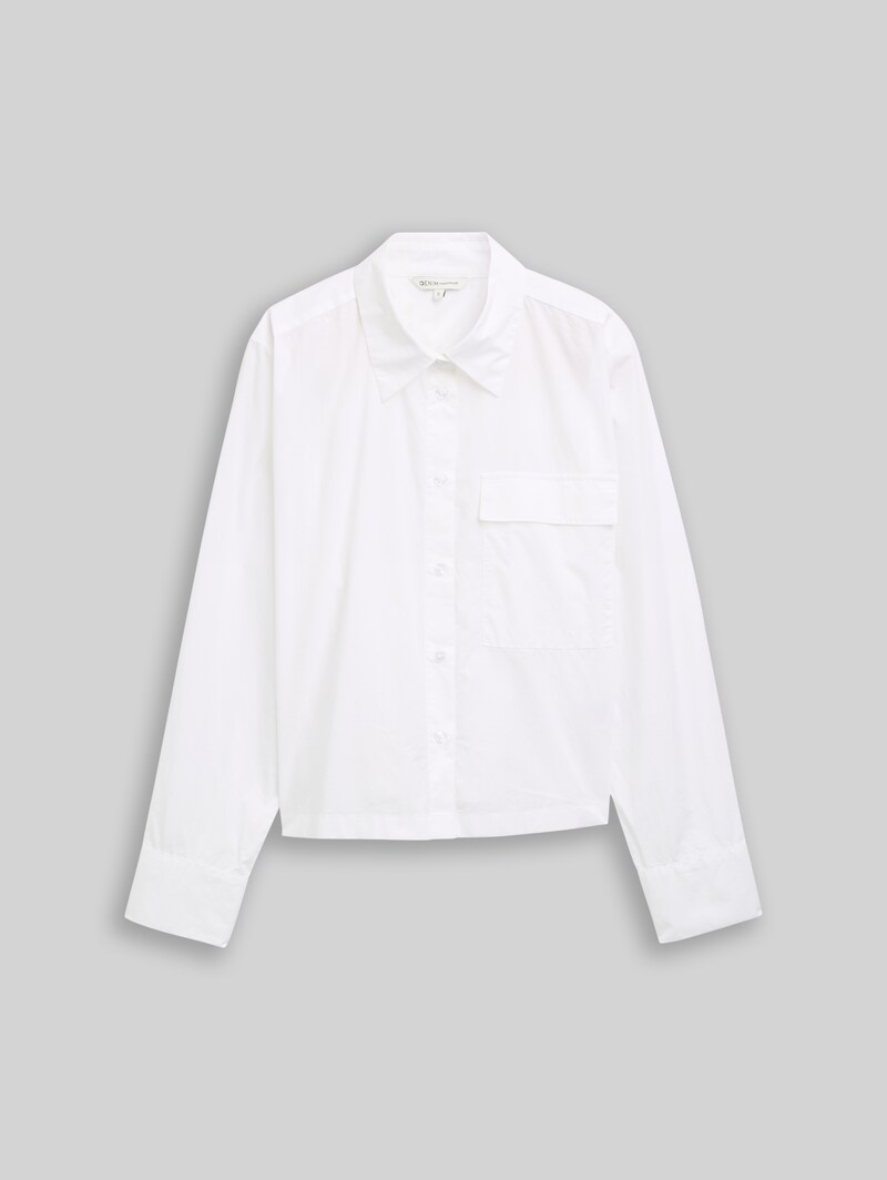 Tom Tailor Boxy Fit Hemdbluse aus Baumwolle - White