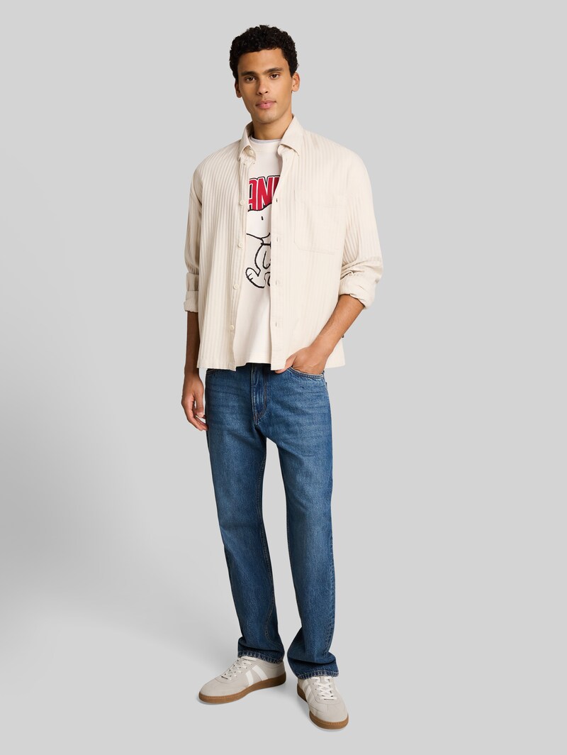 Tom Tailor Relaxed Fit T-Shirt mit Snoopy-Print - Gardenia White