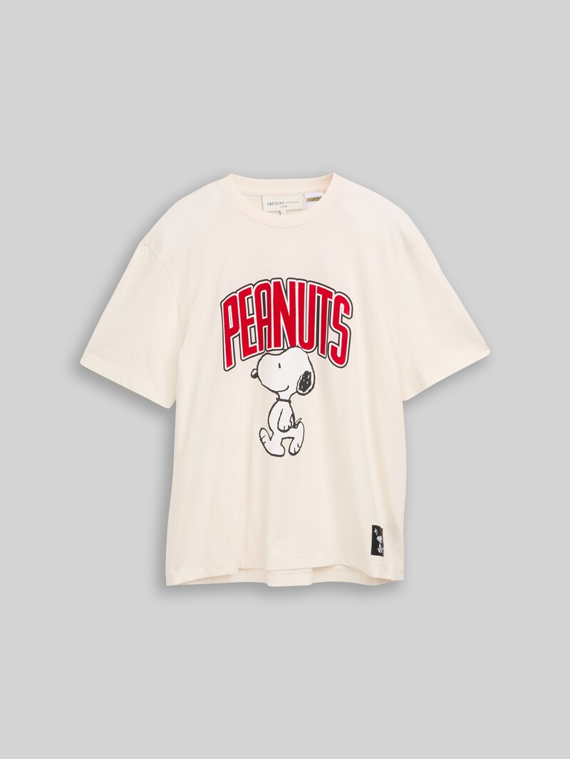 Tom Tailor Relaxed Fit T-Shirt mit Snoopy-Print - Gardenia White