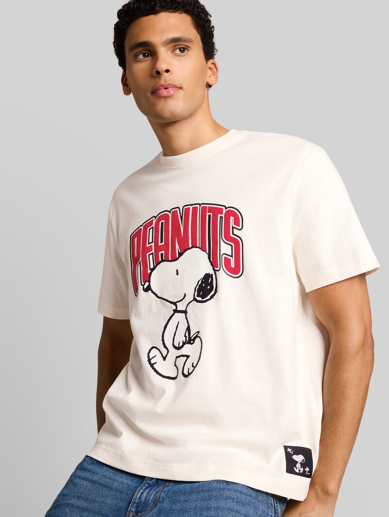 Tom Tailor Relaxed Fit T-Shirt mit Snoopy-Print - Gardenia White