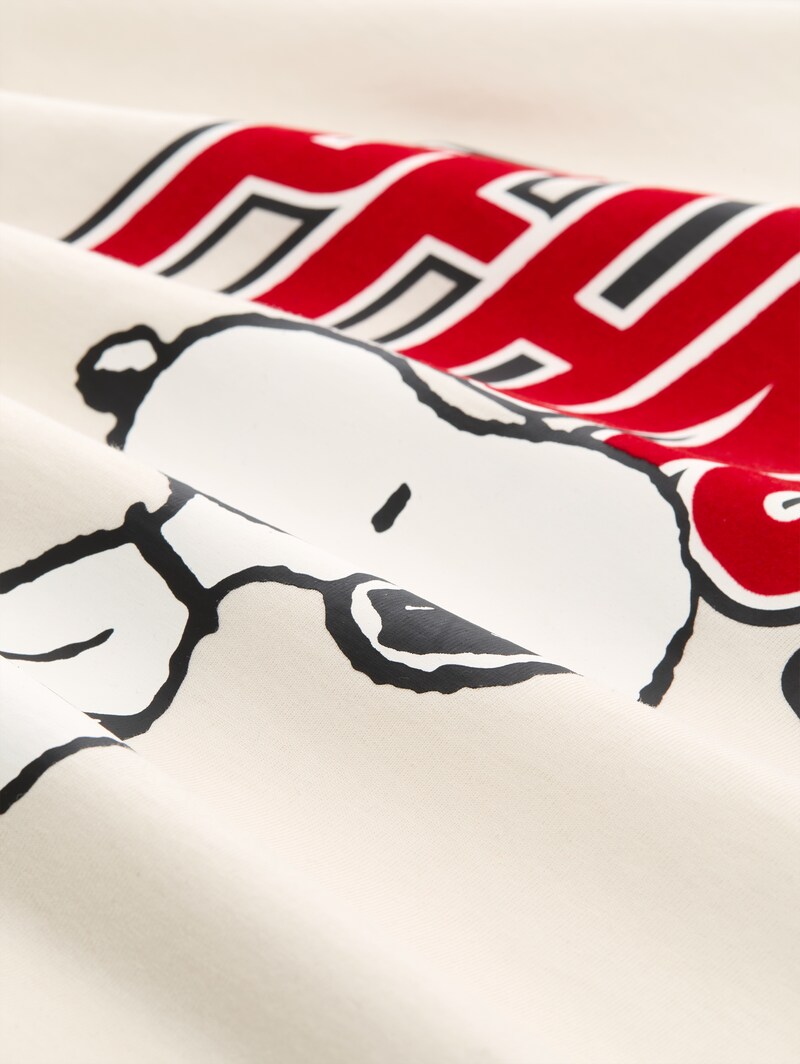 Tom Tailor Relaxed Fit T-Shirt mit Snoopy-Print - Gardenia White