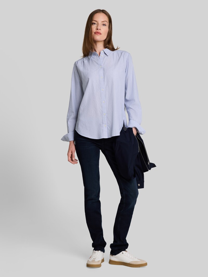 Tom Tailor Hemdbluse mit Turn-up-Funktion - Fern Blue Dobby