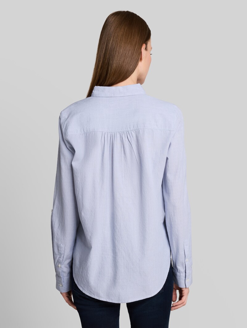 Tom Tailor Hemdbluse mit Turn-up-Funktion - Fern Blue Dobby