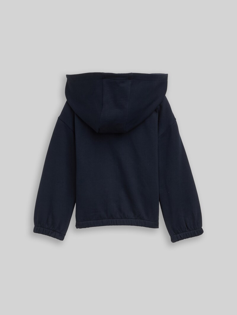 Tom Tailor Cropped Hoodie Sweatjacke mit Stickerei - Sky Captain Blue