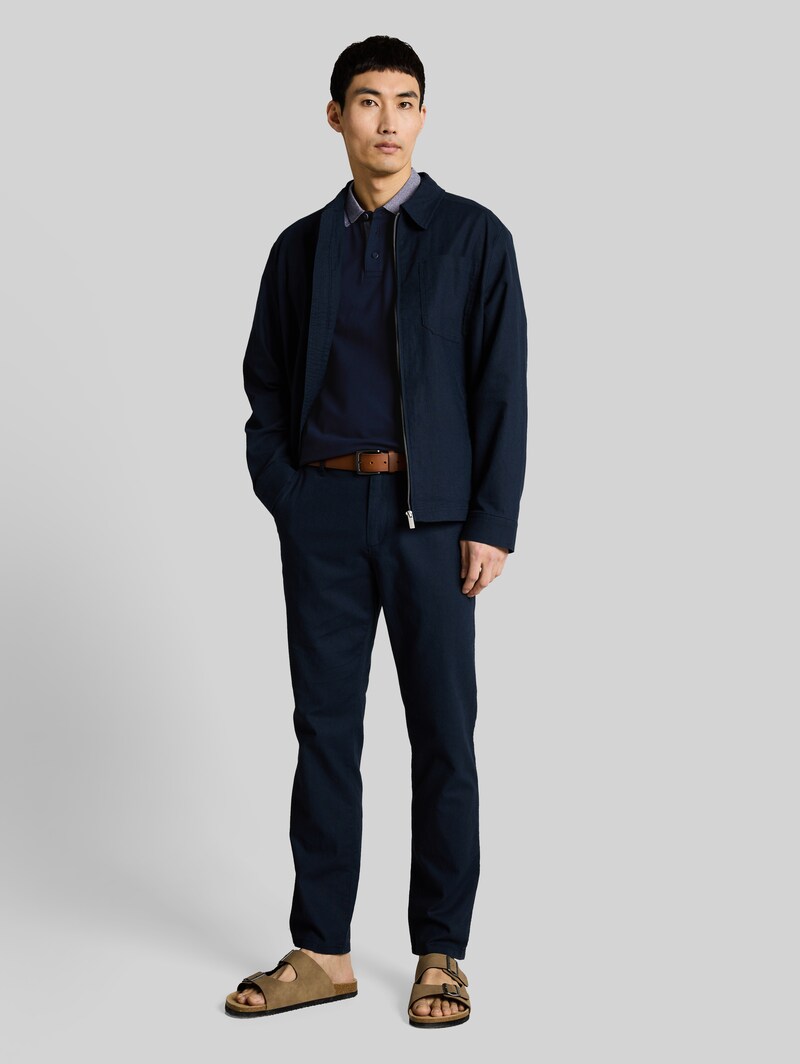 Tom Tailor Piqué Poloshirt mit Logo-Print - Sky Captain Blue