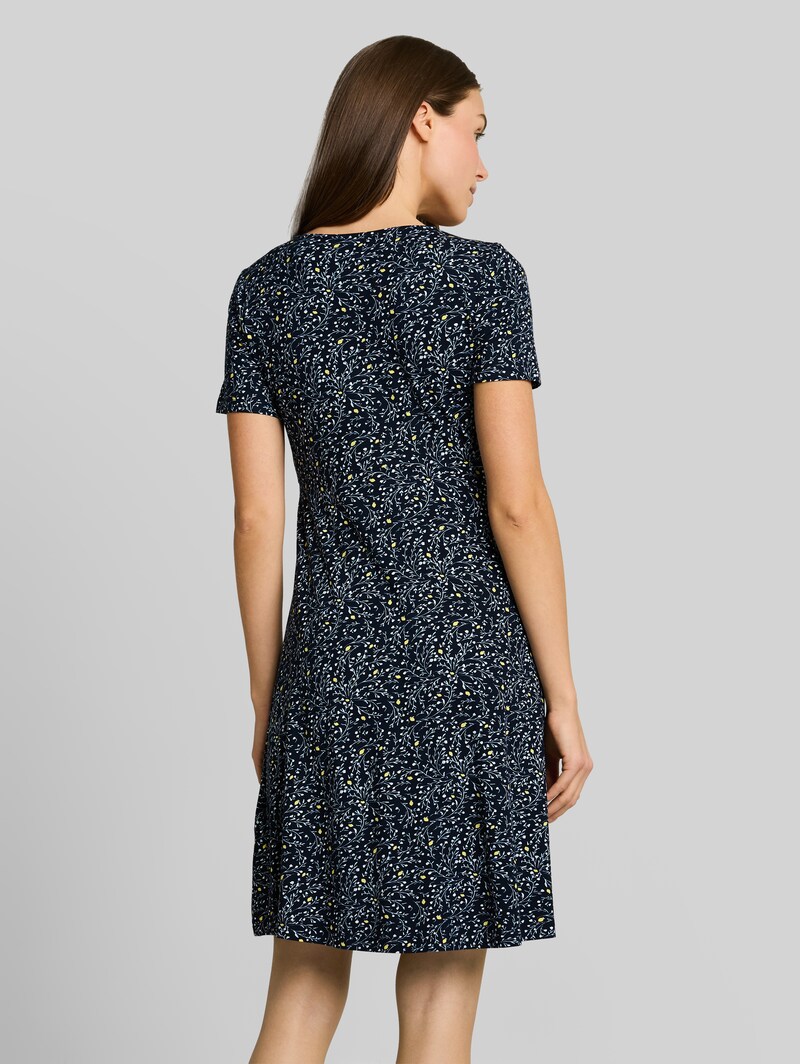 Tom Tailor Jerseykleid mit V-Ausschnitt - Navy Small Leaves Design