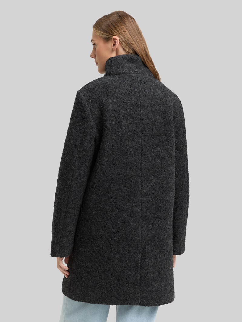 Tom Tailor Bouclé Wollmantel mit Stehkragen - Light Tarmac Grey Melange