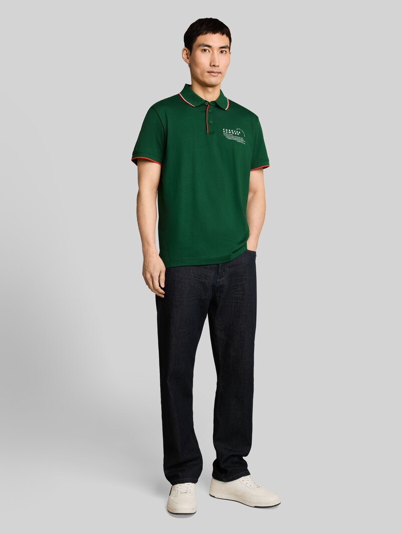 Tom Tailor Jersey Poloshirt mit Print - Garden Green