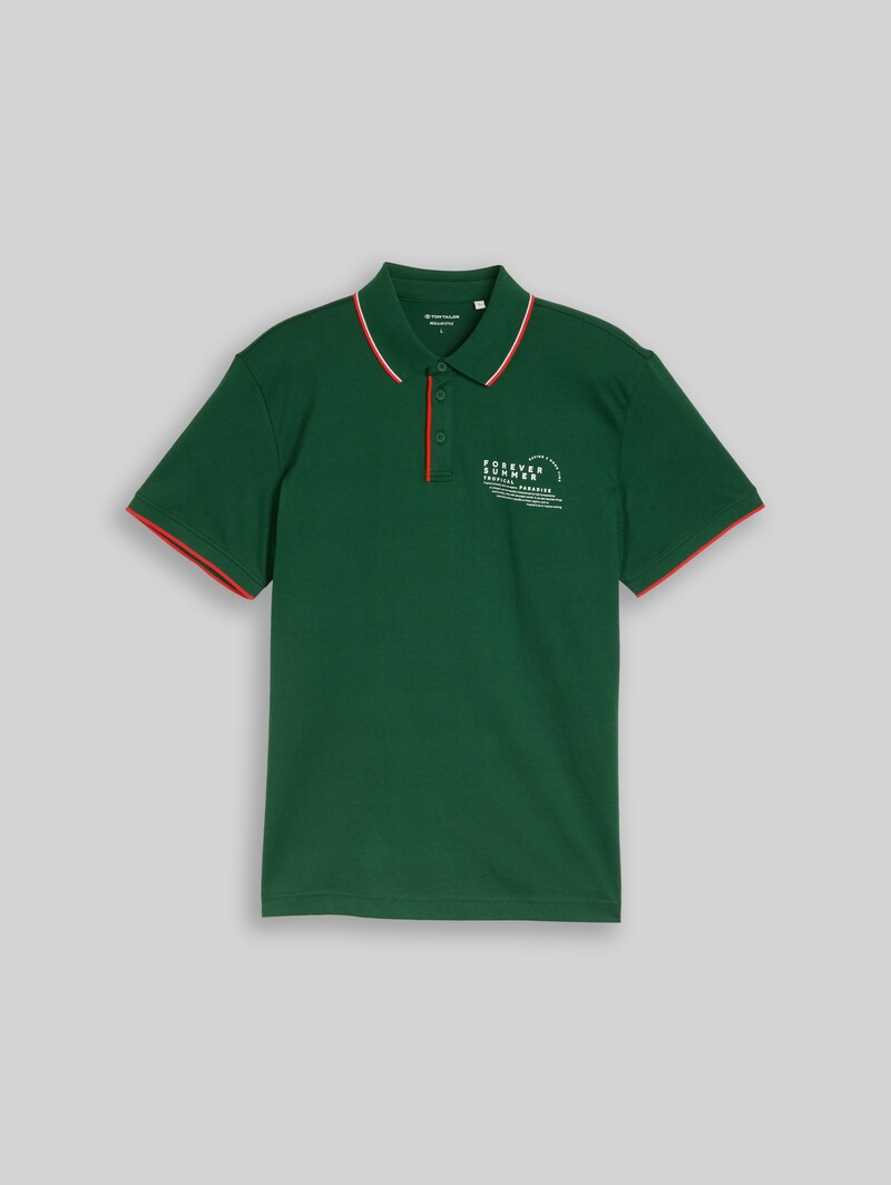 Tom Tailor Jersey Poloshirt mit Print - Garden Green