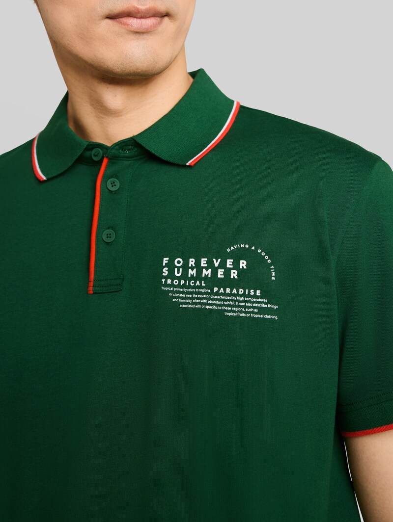 Tom Tailor Jersey Poloshirt mit Print - Garden Green