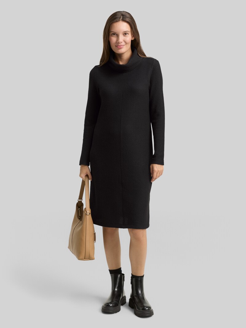 Tom Tailor Cosy Kleid mit Waffelstruktur - Deep Black