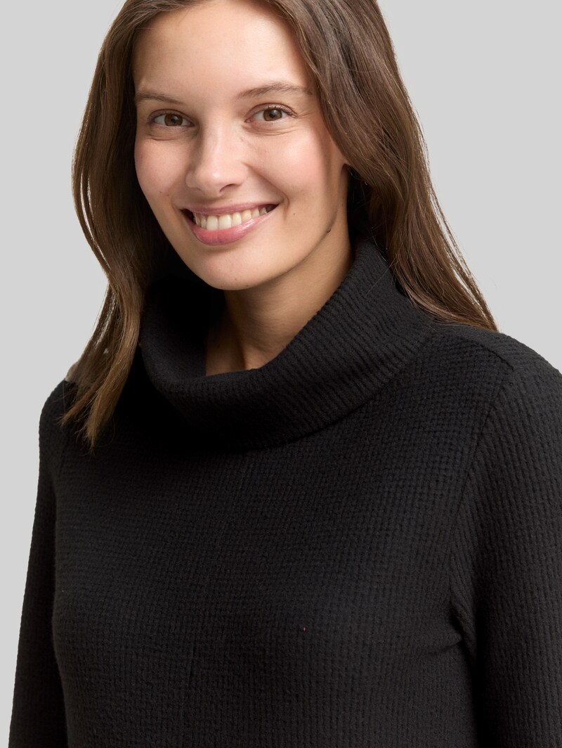 Tom Tailor Cosy Kleid mit Waffelstruktur - Deep Black