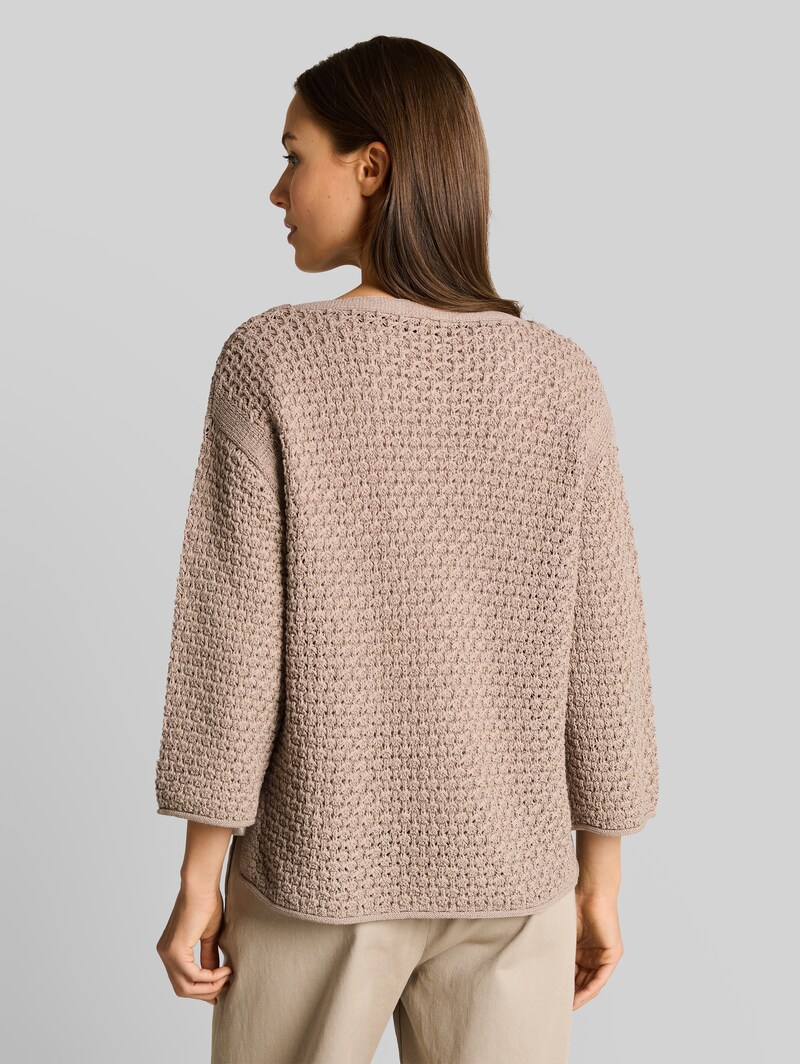 Tom Tailor Loose Fit Strickpullover mit Lochmuster - Soft Taupe Grey