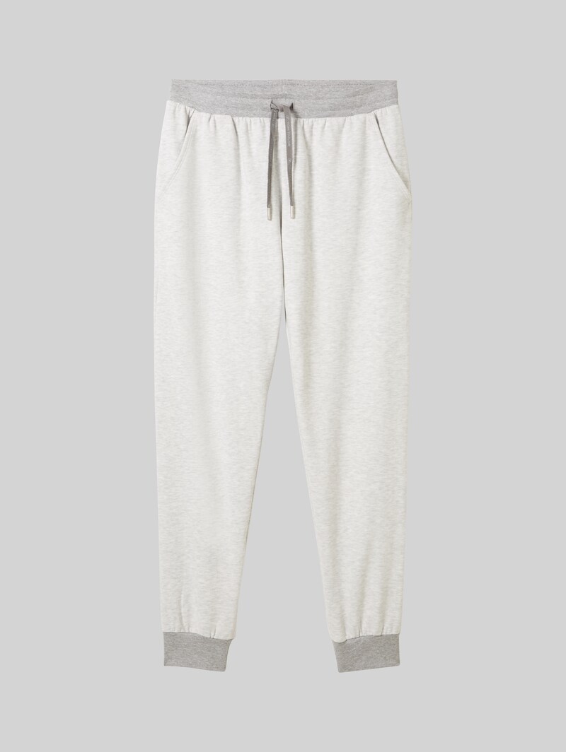 Tom Tailor Loungewear Sweat-Hose in Melange Optik - Weiß-mittel-melange