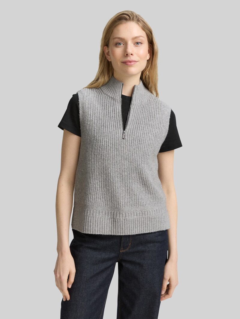 Tom Tailor Troyer Pullunder - Medium Silver Grey Melange