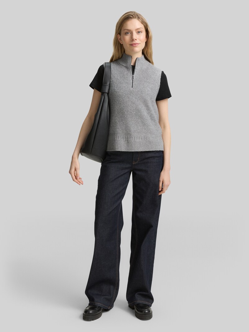 Tom Tailor Troyer Pullunder - Medium Silver Grey Melange