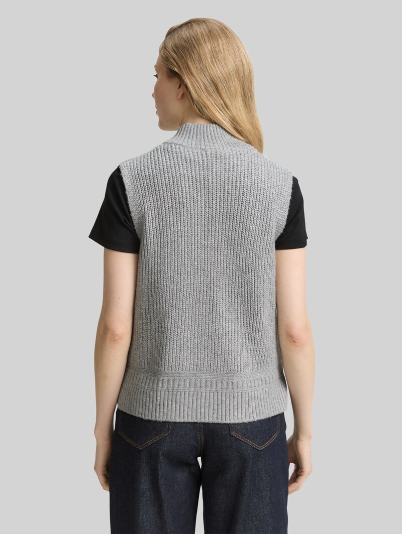Tom Tailor Troyer Pullunder - Medium Silver Grey Melange