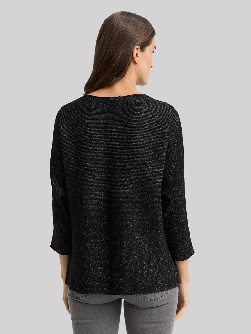 Tom Tailor Loose Fit Strickpullover mit Glitzer-Effekt - Deep Black