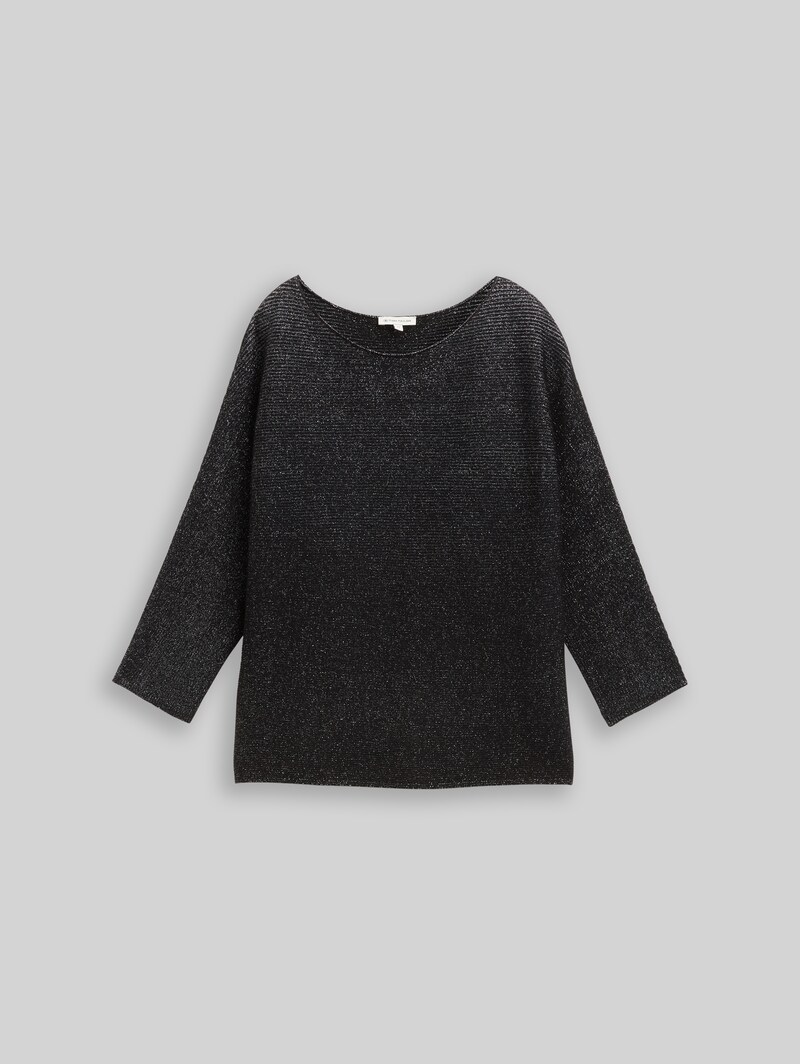 Tom Tailor Loose Fit Strickpullover mit Glitzer-Effekt - Deep Black