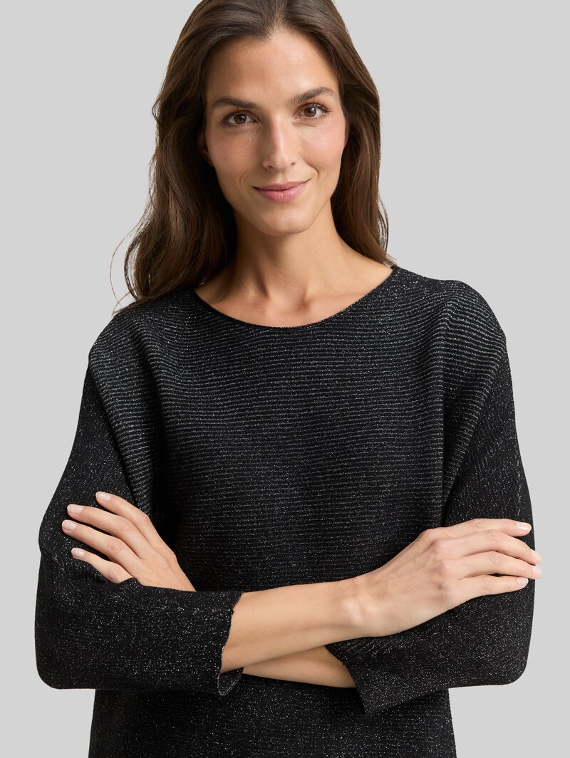 Tom Tailor Loose Fit Strickpullover mit Glitzer-Effekt - Deep Black
