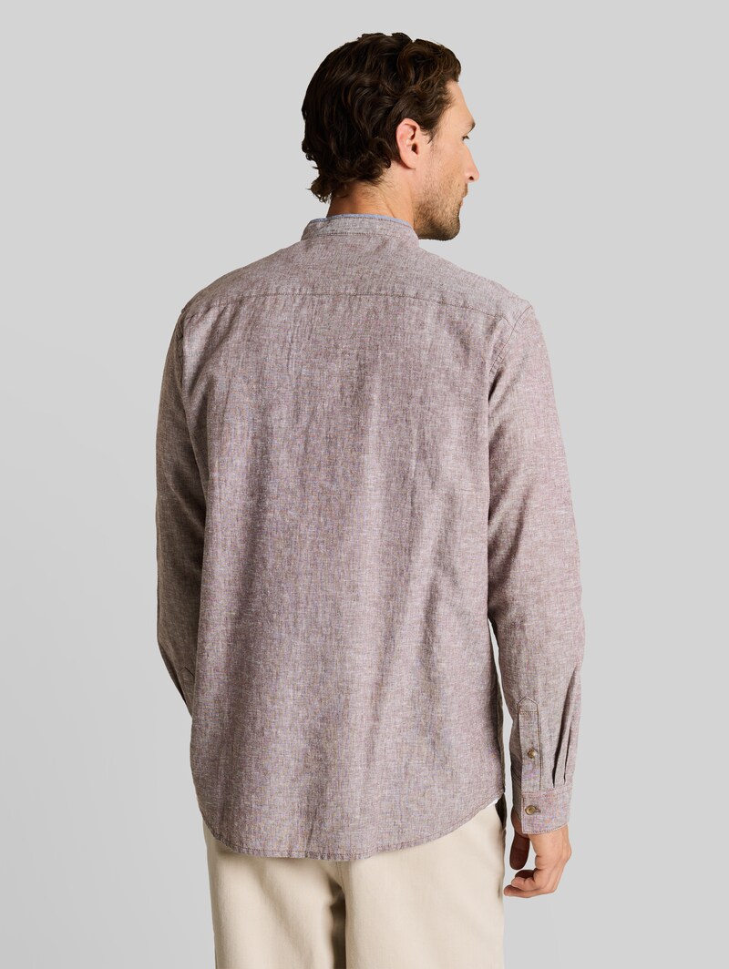 Tom Tailor Regular Fit Hemd mit Leinenanteil - Rocky Brown Chambray