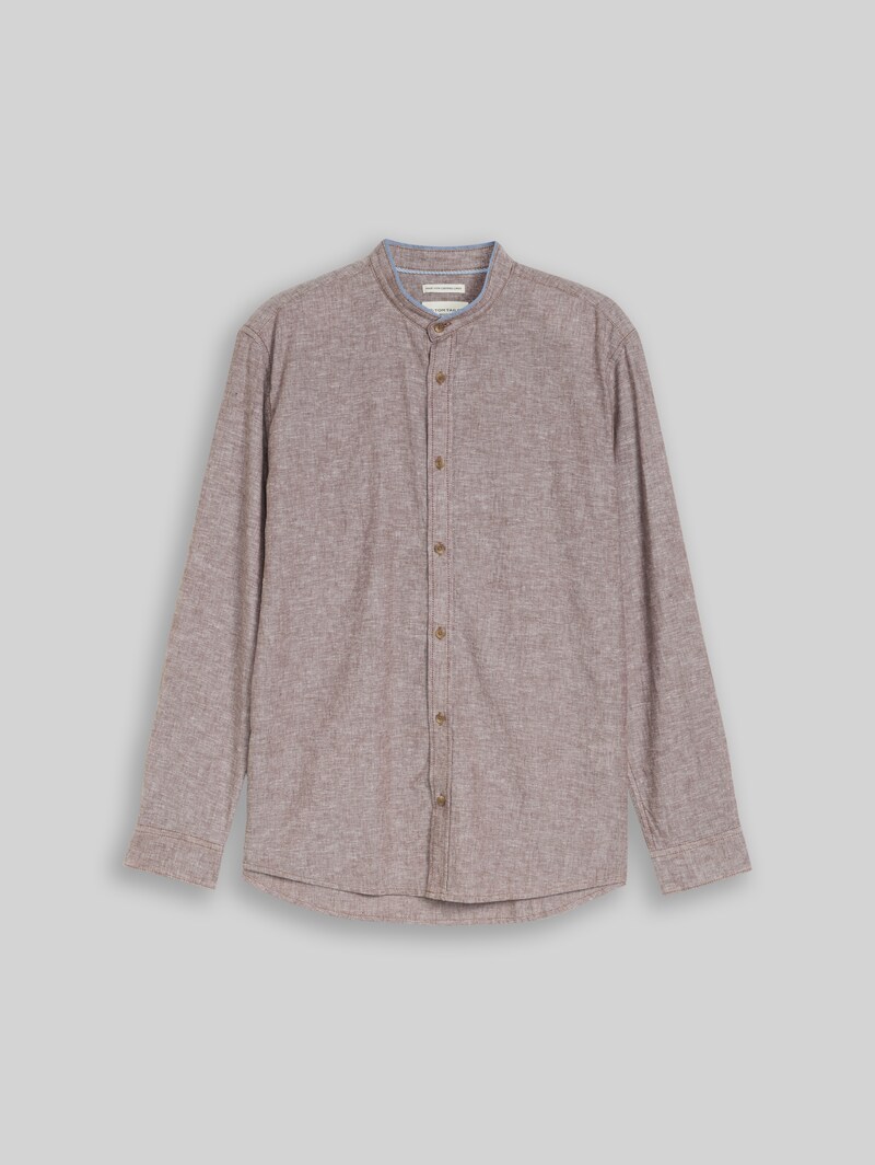 Tom Tailor Regular Fit Hemd mit Leinenanteil - Rocky Brown Chambray