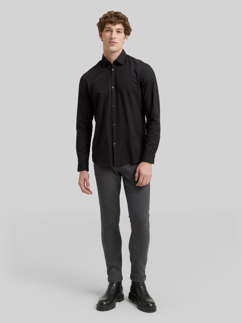 Tom Tailor Regular Fit Hemd mit Logo-Stickerei - Night Watch Black