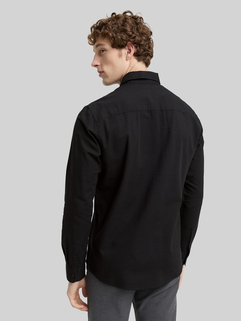 Tom Tailor Regular Fit Hemd mit Logo-Stickerei - Night Watch Black