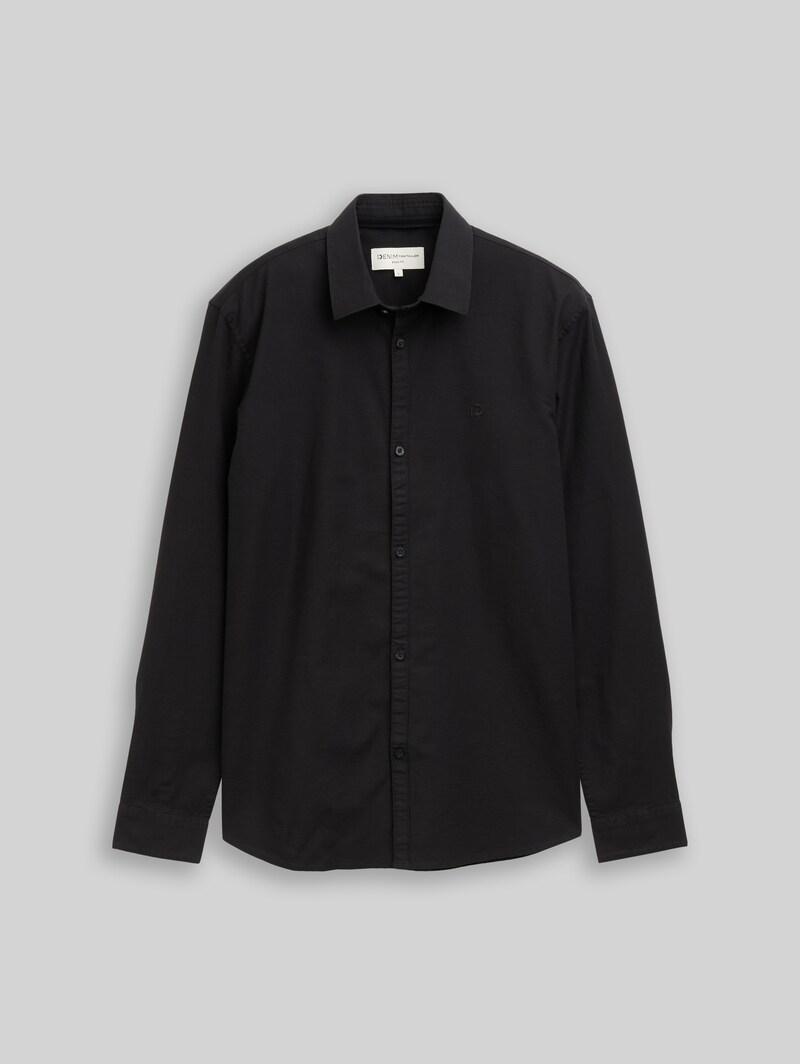 Tom Tailor Regular Fit Hemd mit Logo-Stickerei - Night Watch Black
