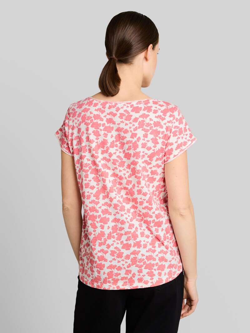Tom Tailor T-Shirt aus Baumwolle - Coral Pink Ginkgo Minimal
