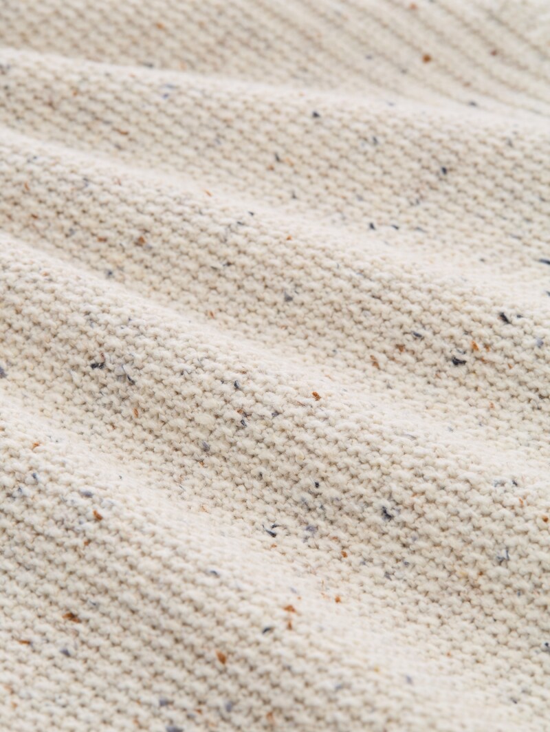 Tom Tailor Strickpullover mit Strukturmix - Offwhite Melange Multi Neps
