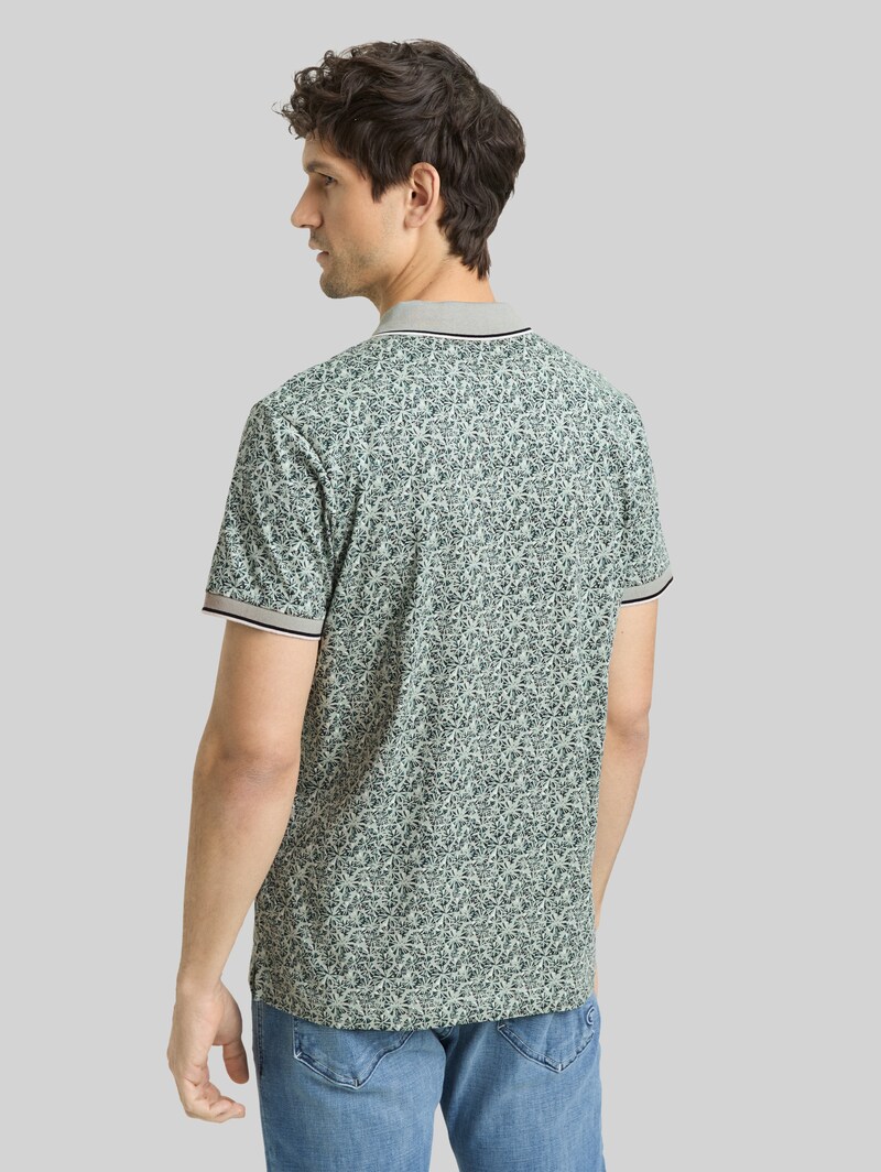 Tom Tailor Fitted Poloshirt mit Allover-Print - Mint Round Design