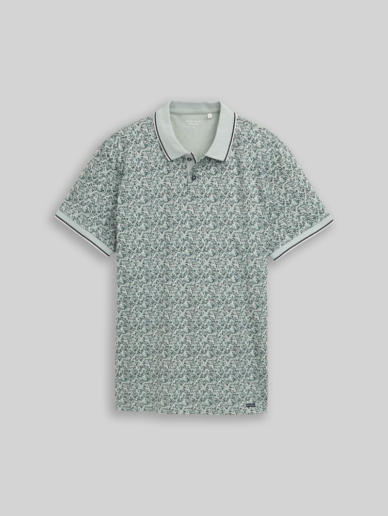 Tom Tailor Fitted Poloshirt mit Allover-Print - Mint Round Design