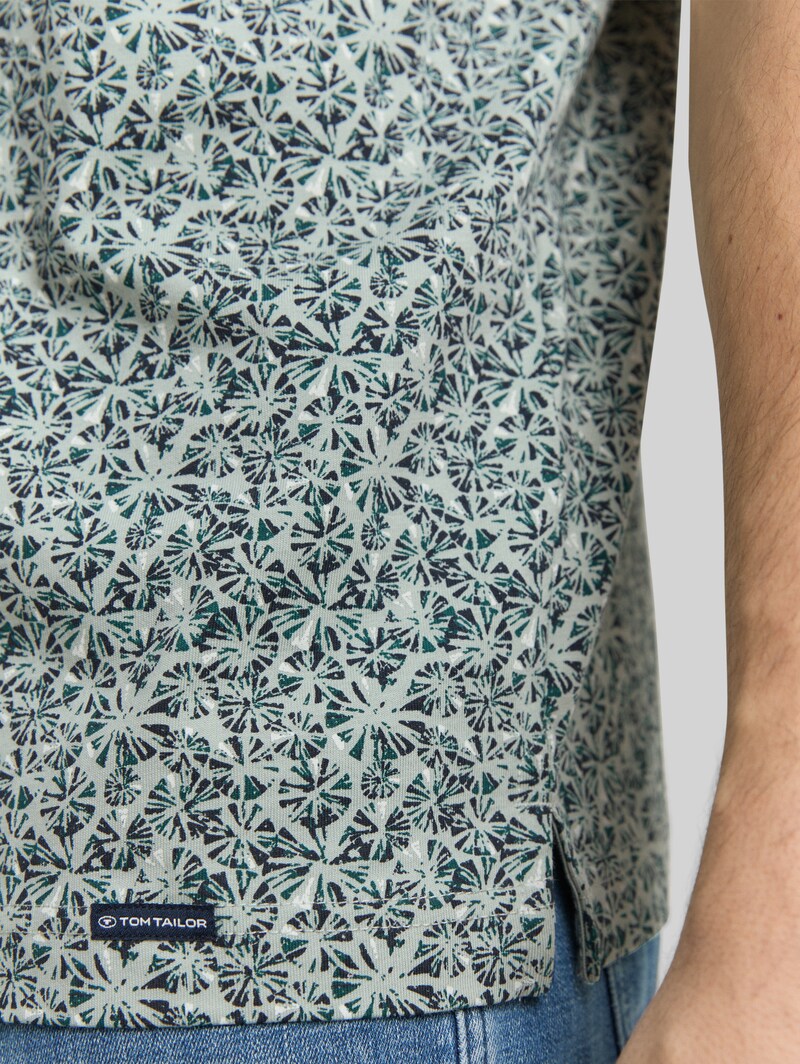 Tom Tailor Fitted Poloshirt mit Allover-Print - Mint Round Design