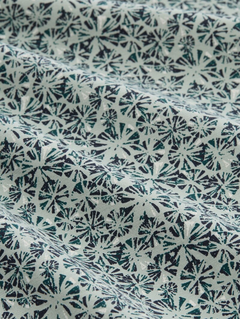 Tom Tailor Fitted Poloshirt mit Allover-Print - Mint Round Design