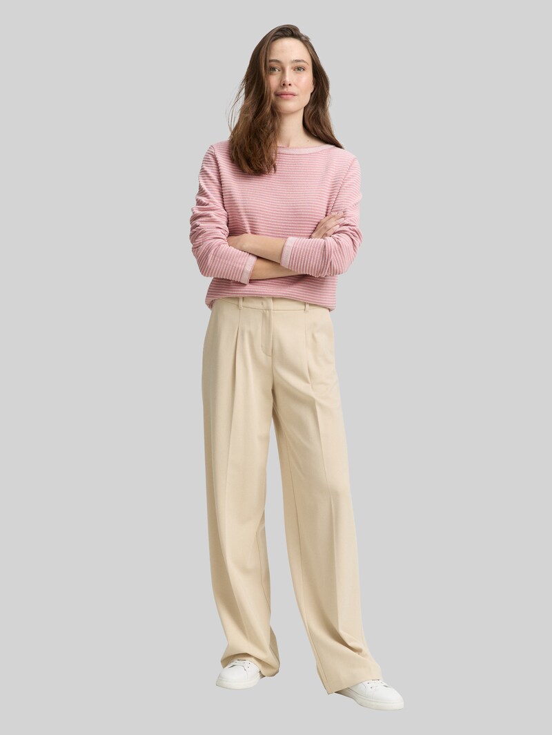 Tom Tailor Strickpullover mit Streifen - Rose Bubble Knit Stripe