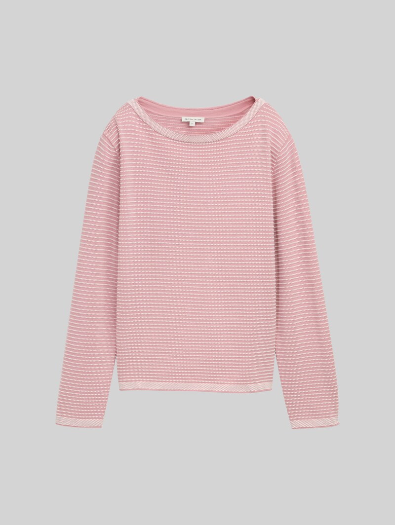 Tom Tailor Strickpullover mit Streifen - Rose Bubble Knit Stripe