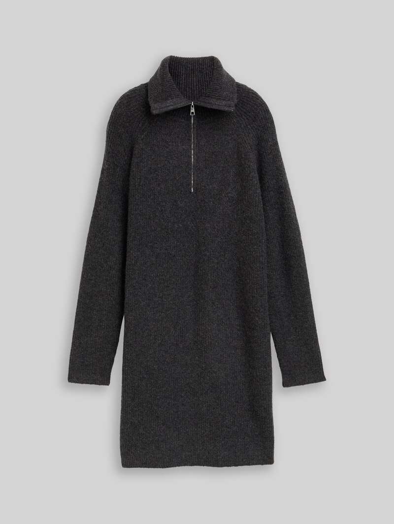 Tom Tailor Mini-Kleid mit Troyer-Kragen - Shale Grey Melange