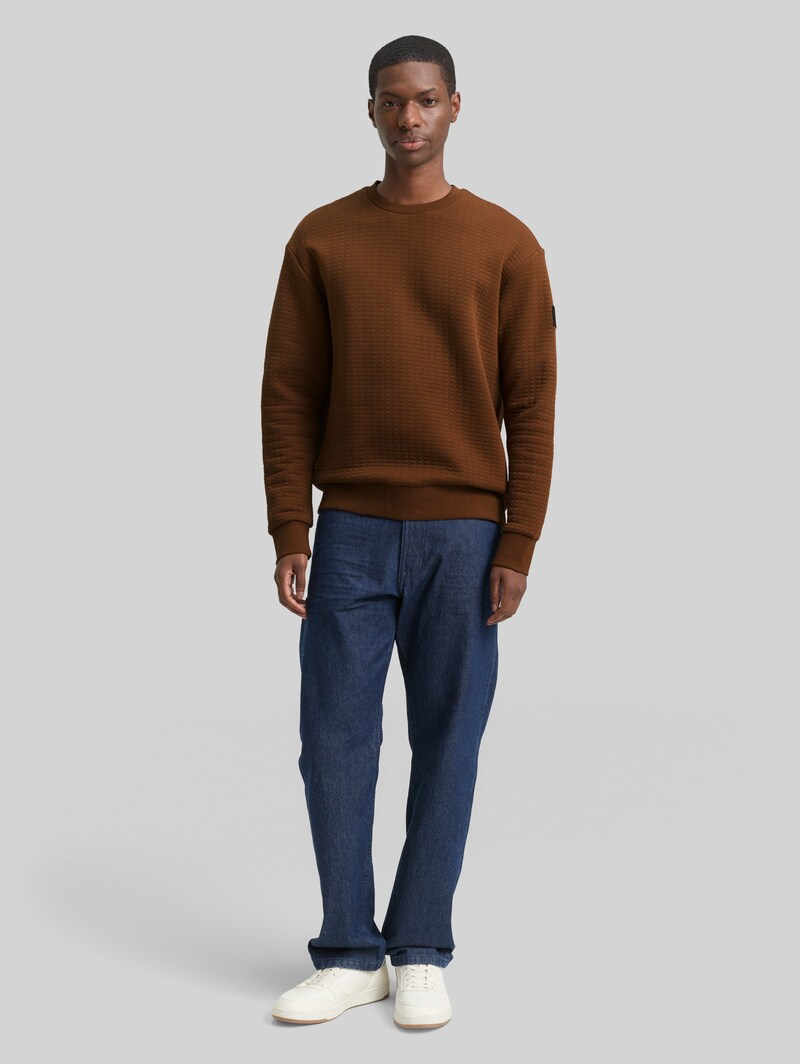 Tom Tailor Sweatshirt mit Logo-Badge - Golden Clay
