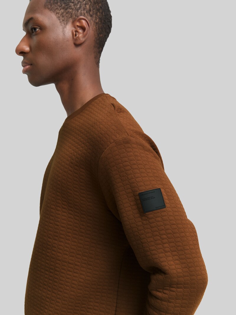 Tom Tailor Sweatshirt mit Logo-Badge - Golden Clay