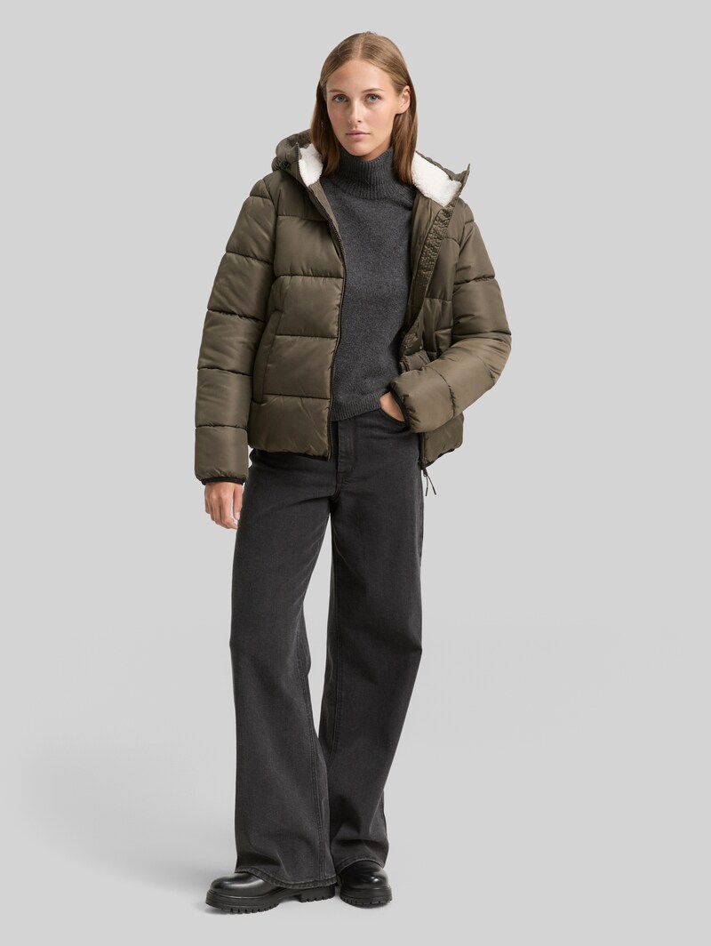 Tom Tailor Puffer-Jacke mit Kapuze - Grape Leaf Green